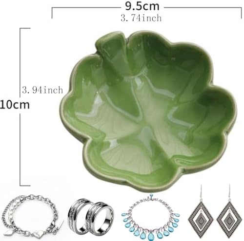 Small Ceramic Jewelry Holder Dish,Tray - Organizer for Necklaces, Earrings,Rings,Keys - Elegant Dessert Cake Plate Design (A-SET) - Image 2