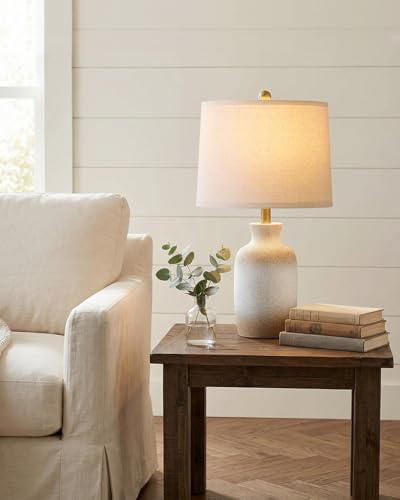 PoKat 24'' Farmhouse Ceramic Table Lamp with Natural Textured Finish - Image 3
