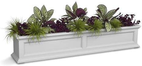 Mayne Fairfield 60in Self-Watering Rectangular Window Box Planter, White by Mayne