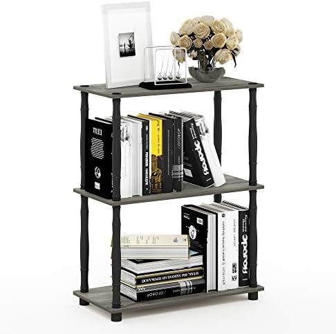 Furinno 18029GYW/BK Turn-N-Tube 3-Tier Compact Multipurpose Shelf Display Rack, Classic, French Oak Grey/Black, 3-Tier Classic Tubes - Image 3
