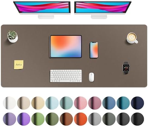 Aothia Faux Leather Desk Mat - Large Mouse Pad, Non-Slip PU Leather Blotter, Waterproof Writing Surface for Office and Home (Coffee 55" x 24") by AothiaSimpleNaturalUnique