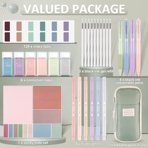 38pcs Aesthetic Office Supplies Kit, Morandi Color, Cute - Image 2