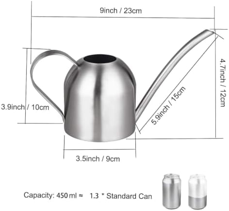 IMEEA Small Watering Can for Indoor Plants, Stainless Steel with Long Spout, 15oz/450ml – Perfect for Desk, Windowsill & Bonsai - Image 2