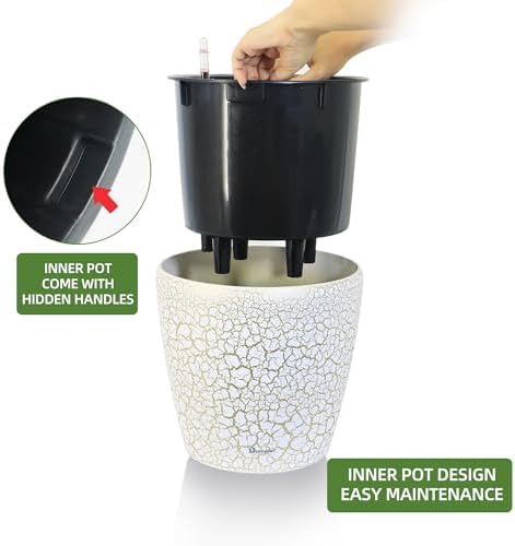 Dexceder 9x8 Self Watering Planter (White Gold Crackle) - Image 4