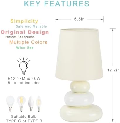 LULE Cream Small Table Lamp for Living Room as Bedside Table Lamp for Bedroom,Modern Ceramic Kids Night Table Lamp,Φ6.5×H12.2IN,Bulb Excluded - Image 5