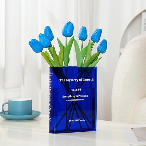 Puransen Clear Book-Shaped Vase for Centerpiece Home Indoor Desk Decor，Blue by Puransen