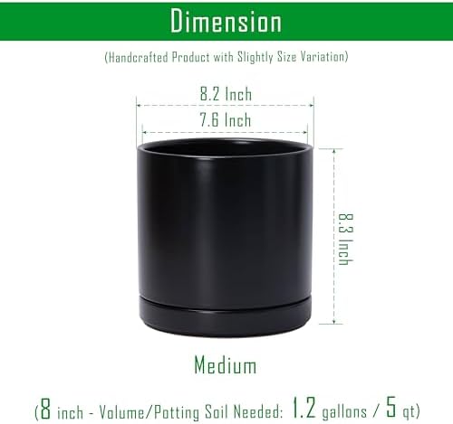 D'vine Dev 8.2 Inch Ceramic Planter Pot, Black, 94-O-D-2 - Image 2