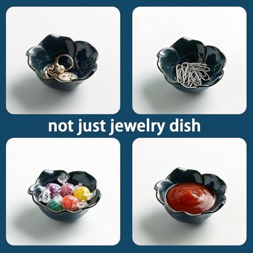 Mecaikru Ceramic Flower Jewelry Dish, 3.5 in Ring Tray with Gift Box & Card - Image 4