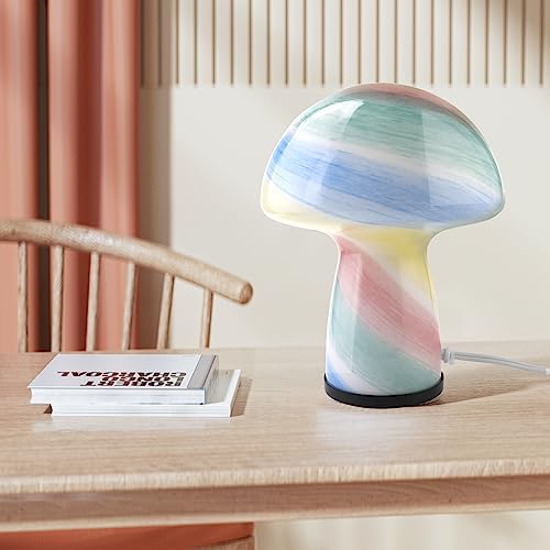 NOTOC Mushroom lamp,Dimmable Glass Table Lamp,Vintage Style Table Lamp,Rainbow Bedside Desk lamp,Cute Table Lamps.（LED Bulbs Included） - Image 2
