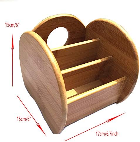 Bamboo Wooden Desktop Organizer File Folders Shelf Pens Holder for Small Electronics Notepads Stationary Items (Small(6.7x6x6inch)) - Image 2