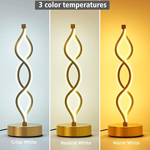 NUÜR Gold Infinity Spiral LED Table Lamp, Lamps for Bedrooms Dimmable Metallic Bedside Lamp with Touch Controller, 3 Colour Temperature, 15.8 Inch Height for Living Room - Image 5
