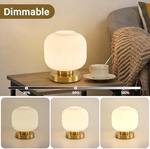 Mid Century Modern Table Lamp, 8" Globe White Glass Lamp Plug in - Image 6