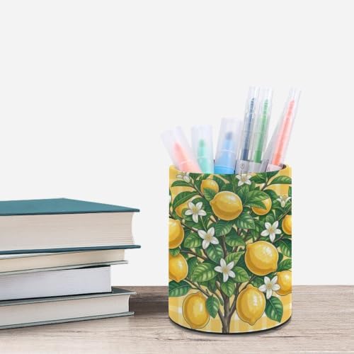 PU Leather Round Pencil Holder Lemon Pen Holder - Image 6
