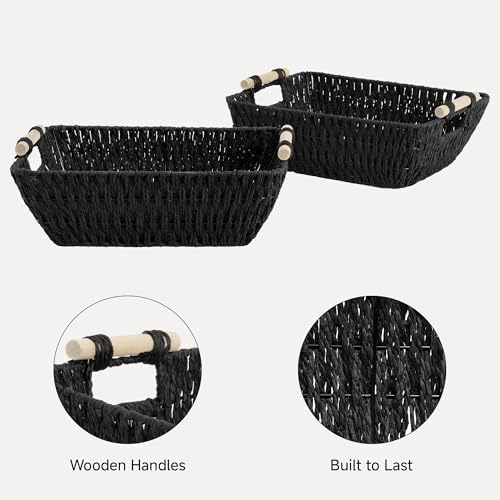 StorageWorks Wicker Baskets, Toilet Paper Baskets for Shelf, Black - Image 4