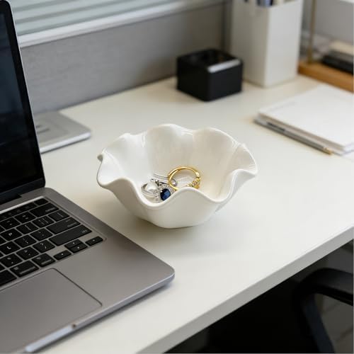 Flower Ring Dish Jewelry Tray, Cute Ceramic Jewelry Dish Tray, Room Decor Small Trinket Dish, Nightstand Ring Holder Dish, Bathroom Jewlery Plate Bowl for Earrings, Birthday Gifts for Women - Image 4