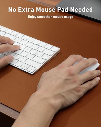 Aothia Faux Leather Desk Mat - Large Mouse Pad, Non-Slip PU Leather Blotter, Waterproof Writing Surface for Office and Home (Brown, 42" x 17") - Image 4