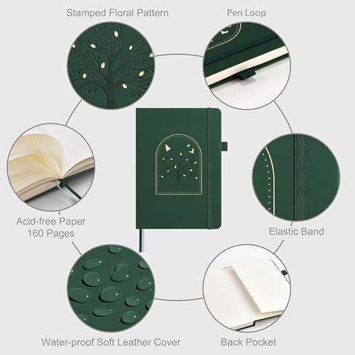 &And Per Se Lined Hardcover Notebook – A5 5.7"x8" College Ruled, 160 Pages, 100gsm Thick Paper – Aesthetic Journal for Women, Gift-Ready Planner, Everyday Writing Notebook (Dark Green) - Image 2