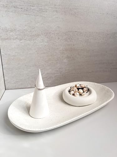 Small Cloud Concrete Tray, Pebble Tray, Decorative Tray, Ring Dish, Catch All Tray, Bubble Tray, Jewelry Display, Minimalist Tray, Decor (White) - Image 2
