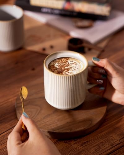 famiware Coffee Mug Set of 4, Star 12 oz Ceramic Mugs Cups Set with Handle - Image 4
