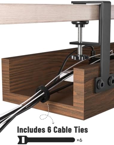 NiHome Under Desk Cable Management Tray, Wood Cord Organizer, No-Drill - Image 6