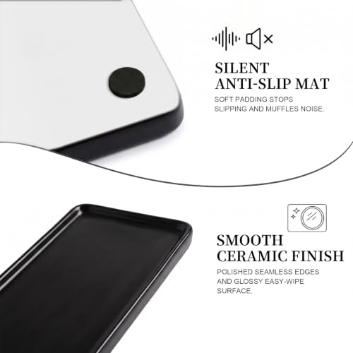 10″ x 3.5″ Ceramic Bathroom Vanity Tray, Rectangular Decorative Countertop Tray for Bathroom Kitchen, Ceramic Organizer Tray for Perfume, Candle, Jewelry, Cosmetics, Soap Dispenser, Dresser Top, Black - Image 4