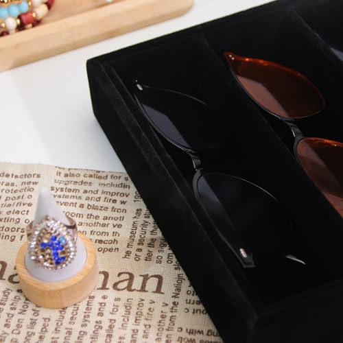 Bedside Organizer Tray, Desktop Storage Tray for Jewelry, Sunglass, Phone, Watch, Perfume,Lipstick, Nightstand Desk-top Catchall, Multi-use Holder for Desk Drawer (Black 5Grid) - Image 5