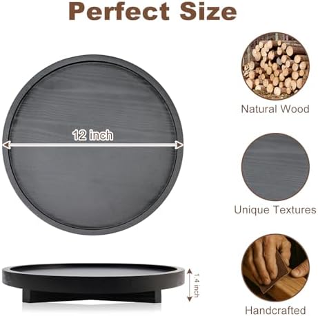 Round Wood Riser Bathroom Sink Tray for Kitchen Counter Vanity Perfume Tray - Image 3