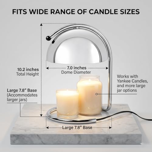 Modern Silver Candle Warmer Lamp Chrome Home Decor - Image 2