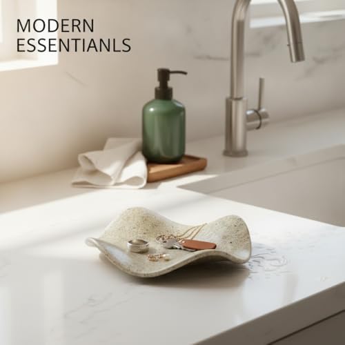 Ceramic Vanity Tray, Irregular Catchall Bowl for Jewelry and Keys, Modern Decorative Accent for Nightstand or Desktop, 7.7 x 7.7 Inches (1 PC) - Image 2