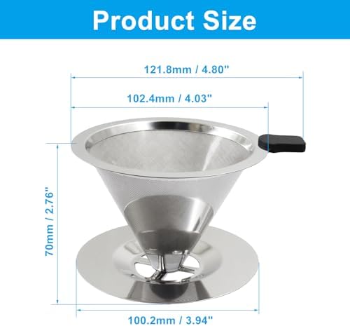 Bonsicoky Pour Over Coffee Dripper, Stainless Steel, Silver, Style3 - Image 3