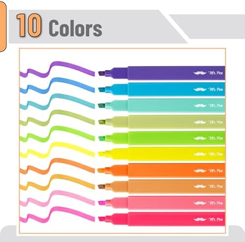 Mr. Pen- Aesthetic Highlighters No Bleed, 10 Pack, Assorted Colors | Chisel Tip, Cute Highlighters Assorted Colors for Journaling, Highlighting, Underlining, Fast Dry, Back to School Supplies - Image 2