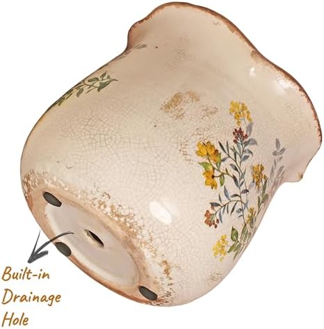 Ceramic Flower Vase, Rustic Farmhouse Vases & Planting Pots with Drainage - Image 4