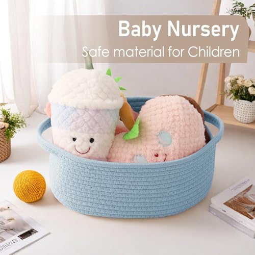 JMvicyroam Small Woven Basket, Empty Gift Basket, Blue/1 Pack - Image 5