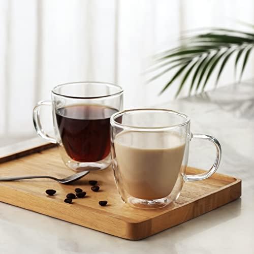 CNGLASS Double Wall Glass Coffee Mugs 12 oz,Insulated Glass Coffee Cups with Handle,Clear Espresso Mugs for Cappuccino,Latte,Tea Bags,Hot and Cold Beverages,Set of 2 - Image 5