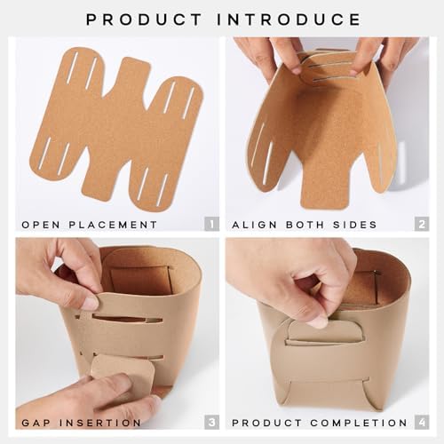 HOMIEAZICOZI 2-Pack Cork Leather Desk Accessories Storage - Pencil Pen Holder - Makeup Brush Holder Organizer - Stylish Addition to Home Decor (Apricot) - Image 6
