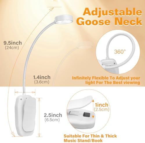 KTEBO 2 Pack Rechargeable Book Light Clip-On Reading Light for Books in Bed - Image 2