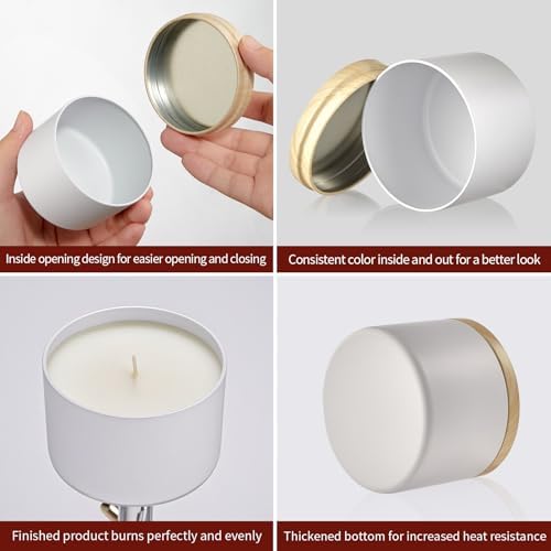 MGLIFEUL 8oz Candle Tins Jars Cans with Lids and Wax Wick for Making Candle - Image 5