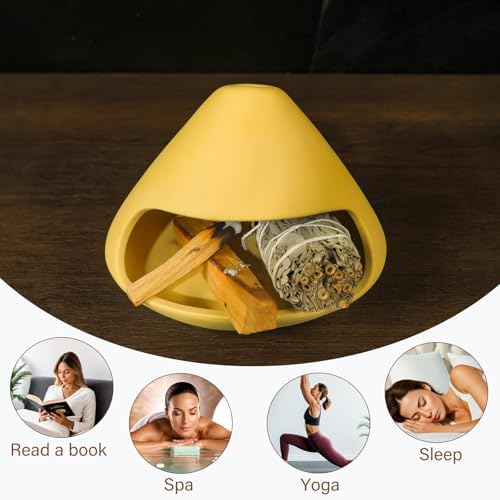 MOUGIGI Unique Zongzi Shaped Clay Smudge Bowl, Palo Santo Holder for Sage - Image 4