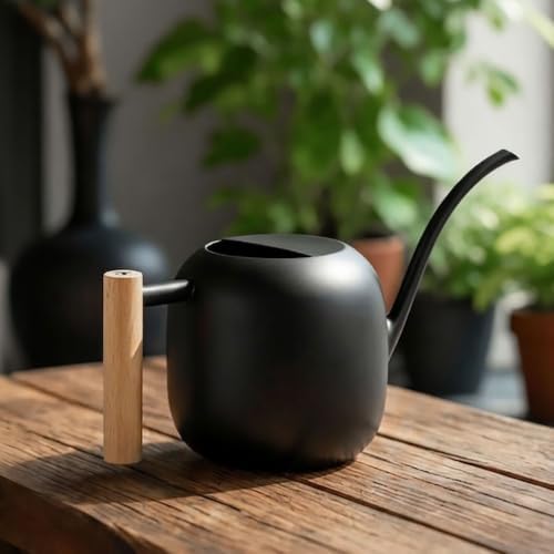 Watering Can 45 oz Long Spout Wooden Handle Stainless Steel - Image 5