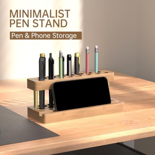 Wooden Pen Holder for Desk, Solid Wood Pen Display Stand with 15 Slots - Image 2