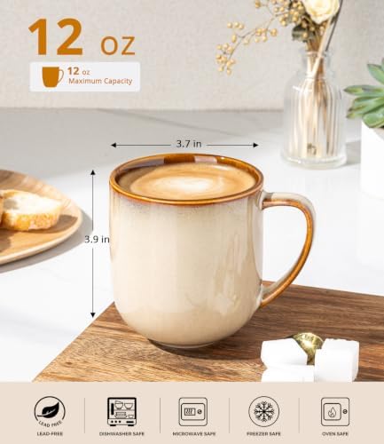 LERATIO Ceramic Coffee Mugs Set of 6,12oz Handmade Coffee Mugs Set - Image 2