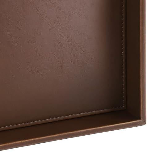 HofferRuffer Faux Leather Vanity Tray, Elegant Desktop Storage Organizer, Decorative Catchall for Perfume, Bathroom Valet, Nightstand or Dresser, 8 x 8 x 1.8 inches (Brown) - Image 7