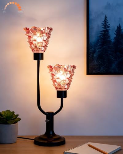 Lightdot Mid Century Modern Glass Table Lamp Vintage Pink Lamp Dimmable - Image 6