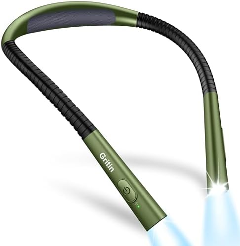 Gritin Book Light, Eye Caring 4-Color&5-Brightness Neck Light Reading Light by Gritin