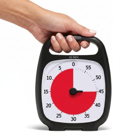 TIME TIMER Plus 60 Minute Desk Visual Timer - Countdown Timer with Portable Handle for Classroom, Office, Homeschooling, Study Tool with Silent Operation (Charcoal) by TimeTimer