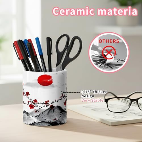 Ceramic Pen Holder Desk Accessories Brush Holder Pencil Holder Organizer - Image 3