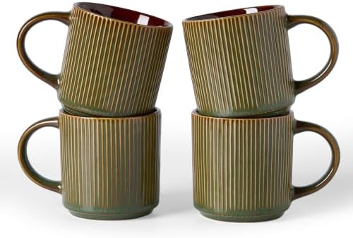 famiware Coffee Mug Set of 4, Star 12 oz Ceramic Mugs Cups Set with Handle by Famiware