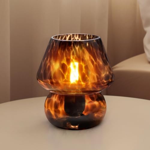Dawnwake Mushroom Lamp Small Lamp Table Lamp for Bedroom, Desk Bedside Lamps for Living Room,Mushroom Decor Cute Mini Modern Mid Century Lamps for Night Stands,Aesthetic Home Decor (Flame Black) by Dawnwake