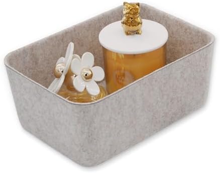 Welaxy Felt deep Storage Bin lidded Desk Drawer Organizer Caddy Oatmeal by Welaxy
