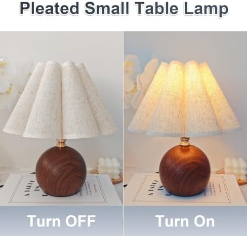 Small Vintage Table Lamp, 11.5'' Wood Grain Cute Mini Bedside Lamp - Image 2
